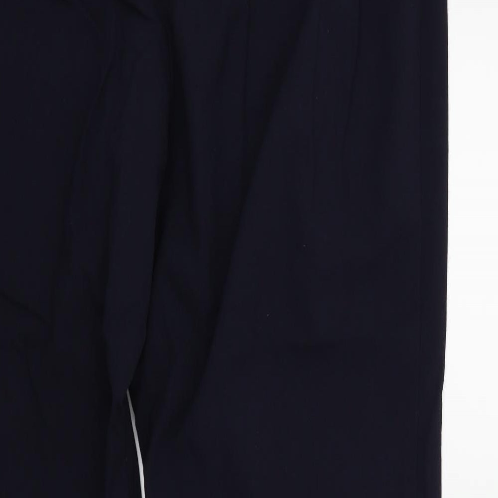 Brand and care label for Marks & Spencer women’s blue sweatpants, size UK 16, 27-inch leg
