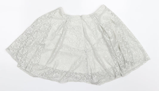 Miss Selfridge Womens Grey Lace Skater Skirt Size 10