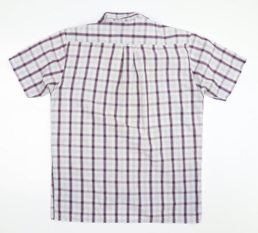 Academy Mens White Check Button-Up Size M
