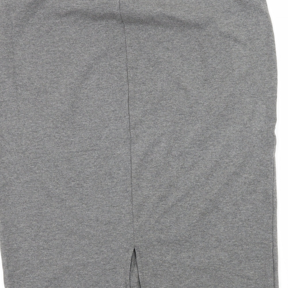 Brand and care label for Just Fab women’s grey jersey straight & pencil skirt, size XL