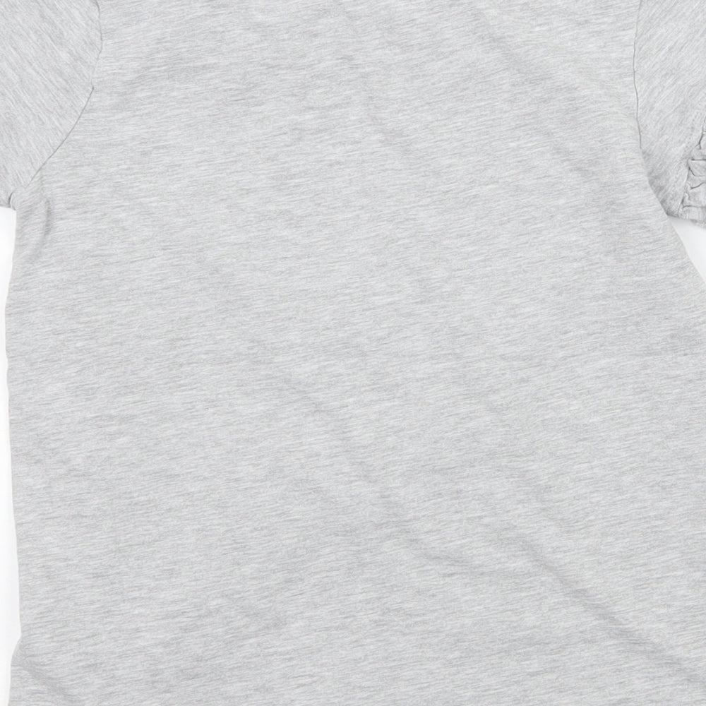 Brand and care label for George girls’ grey jersey basic t-shirt, size 10, years - rocket