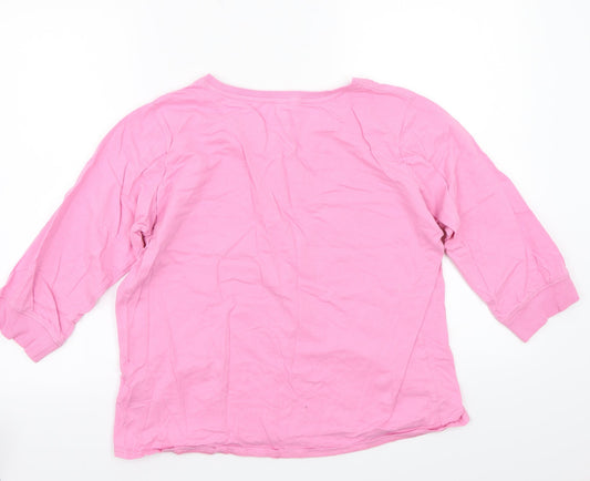 lounge & sleep Womens Pink Floral Basic T-Shirt Size 12