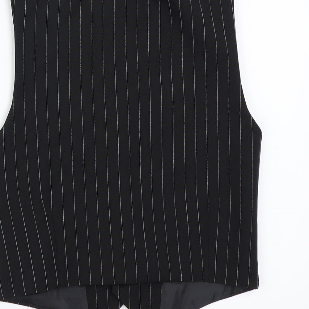 Brand and care label for EST boys’ black striped jacket waistcoat, size 3, years