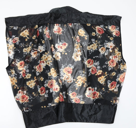 Preworn Womens Black Floral Cardigan Jumper Size M