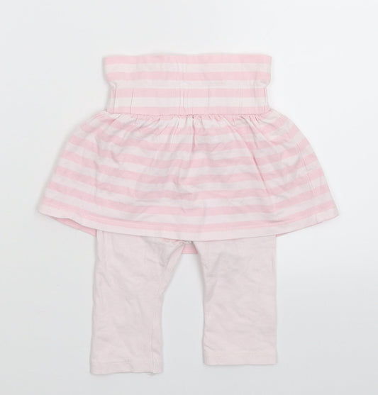 M&Co Girls Pink Striped Flare Skort Size 6-9 Months