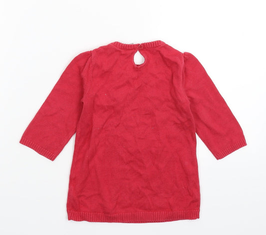 TU Girls Pink Knit Jumper Dress Size 6-9 Months