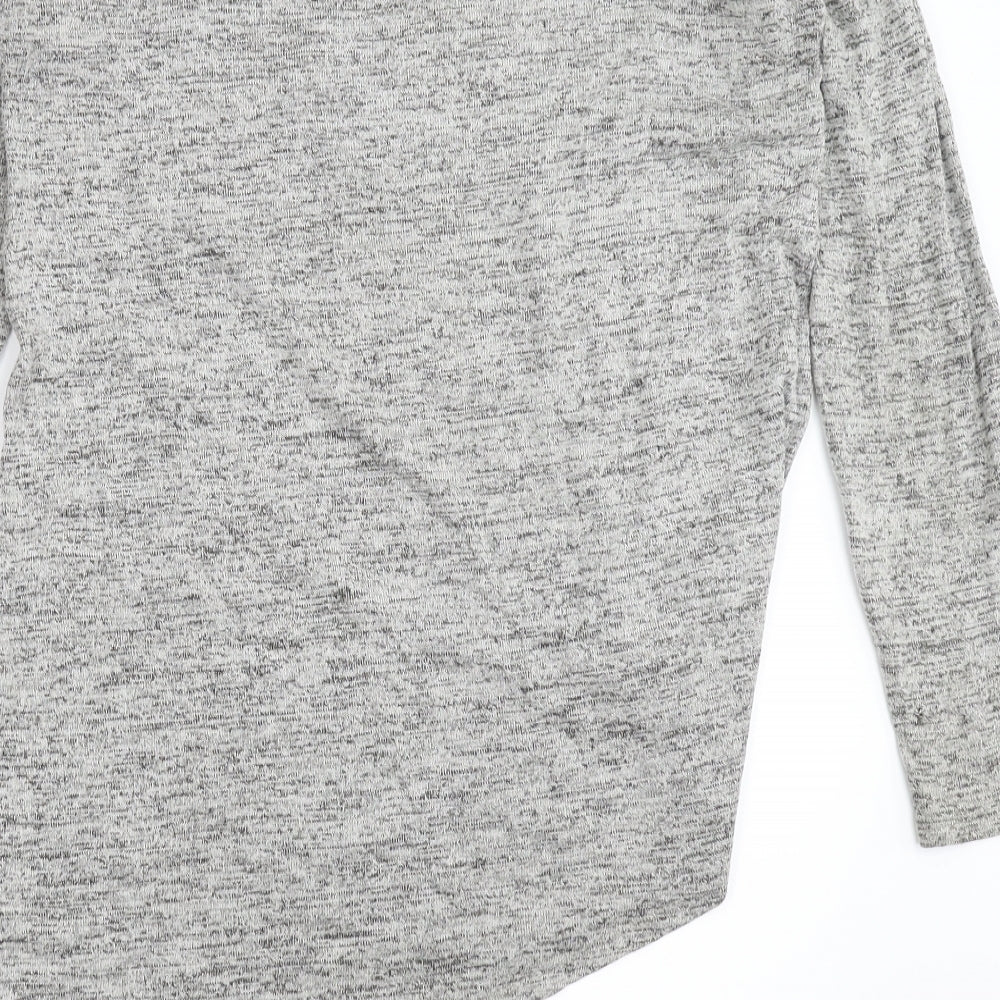 Brand and care label for Young Dimension girls’ grey knit jumper, size 12-13, years