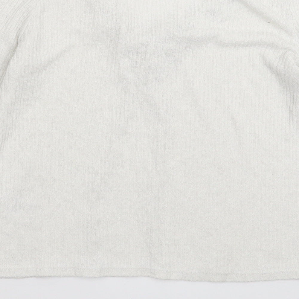 Brand and care label for Divided women’s white basic t-shirt, size S
