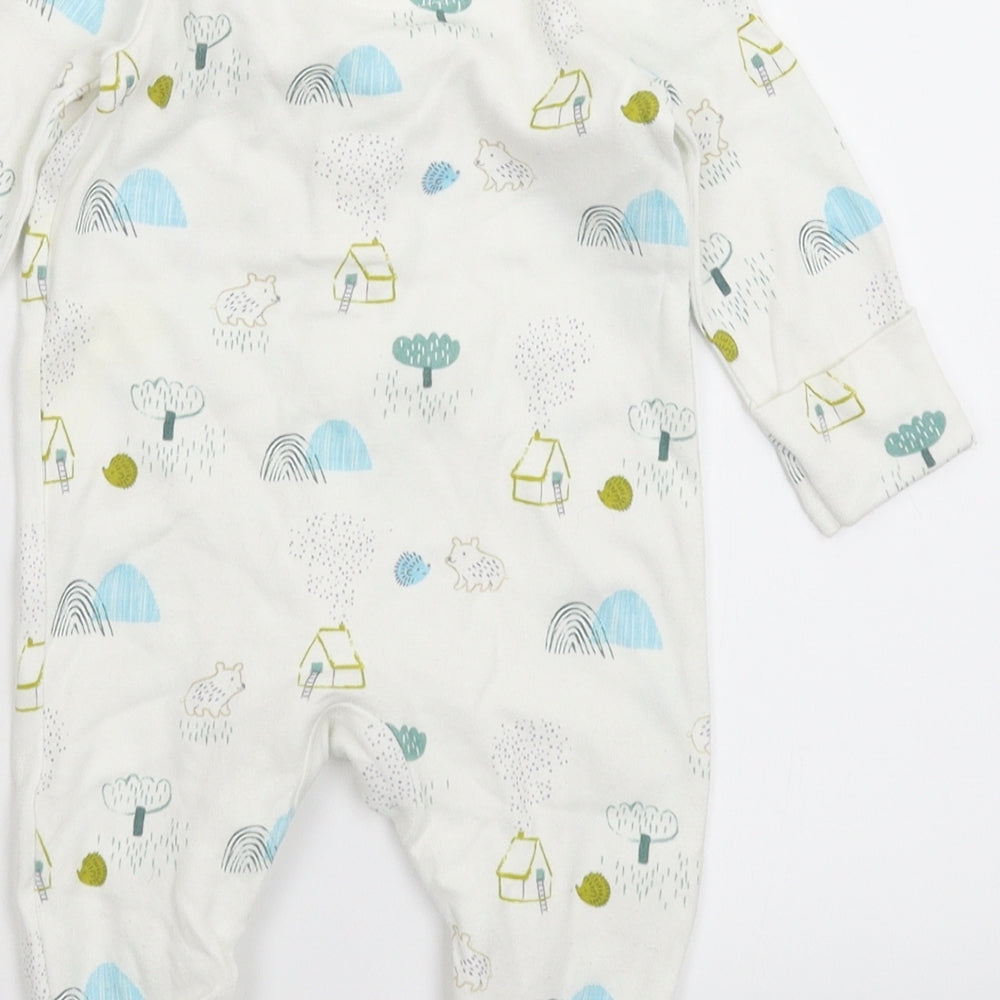 Brand and care label for Marks & Spencer Baby White Babygrow One-Piece, size 0-3, Months