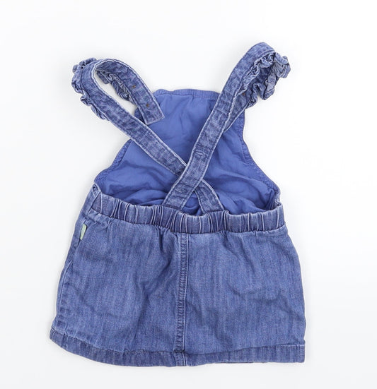 Marks and Spencer Girls Blue Denim Pinafore/Dungaree Dress Size 3-6 Months