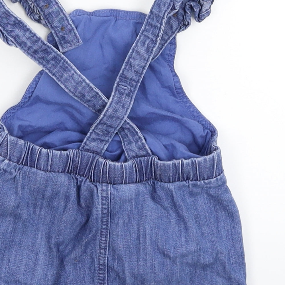 Marks and Spencer Girls Blue Denim Pinafore/Dungaree Dress Size 3-6 Months
