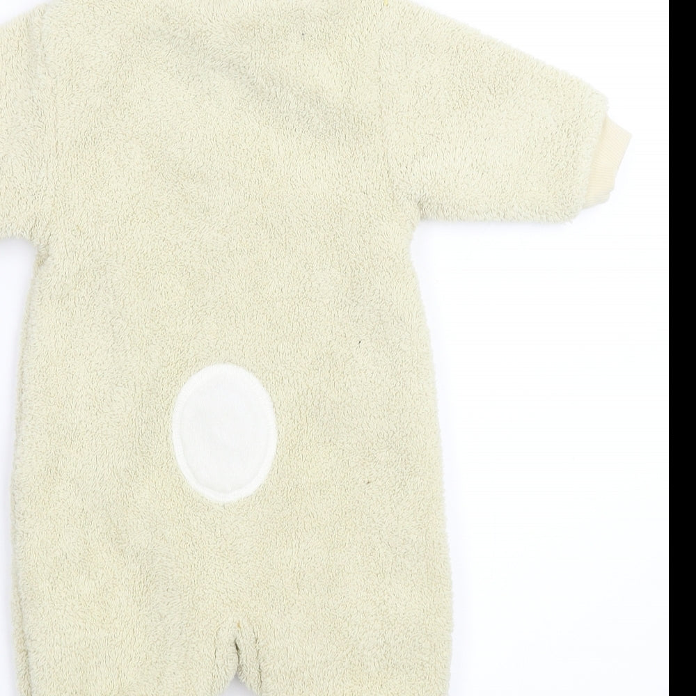 Brand and care label for Next Baby Grey Fleece Coverall One-Piece, size 3-6, Months