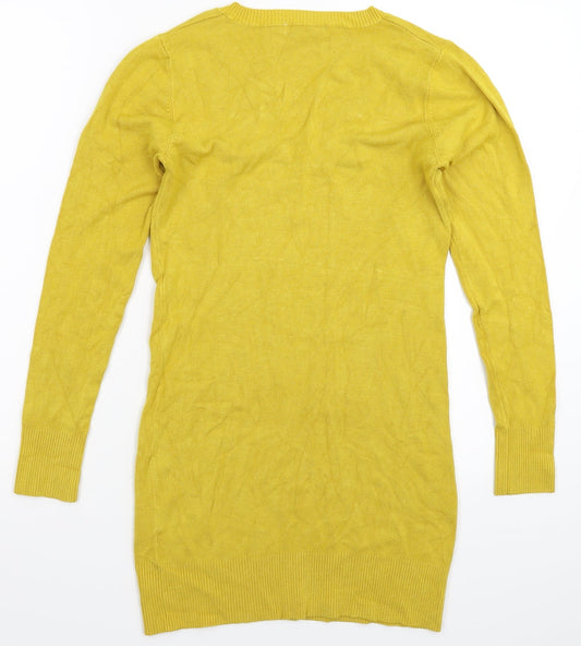 Whoo Womens Yellow Knit Pullover Jumper Size 10