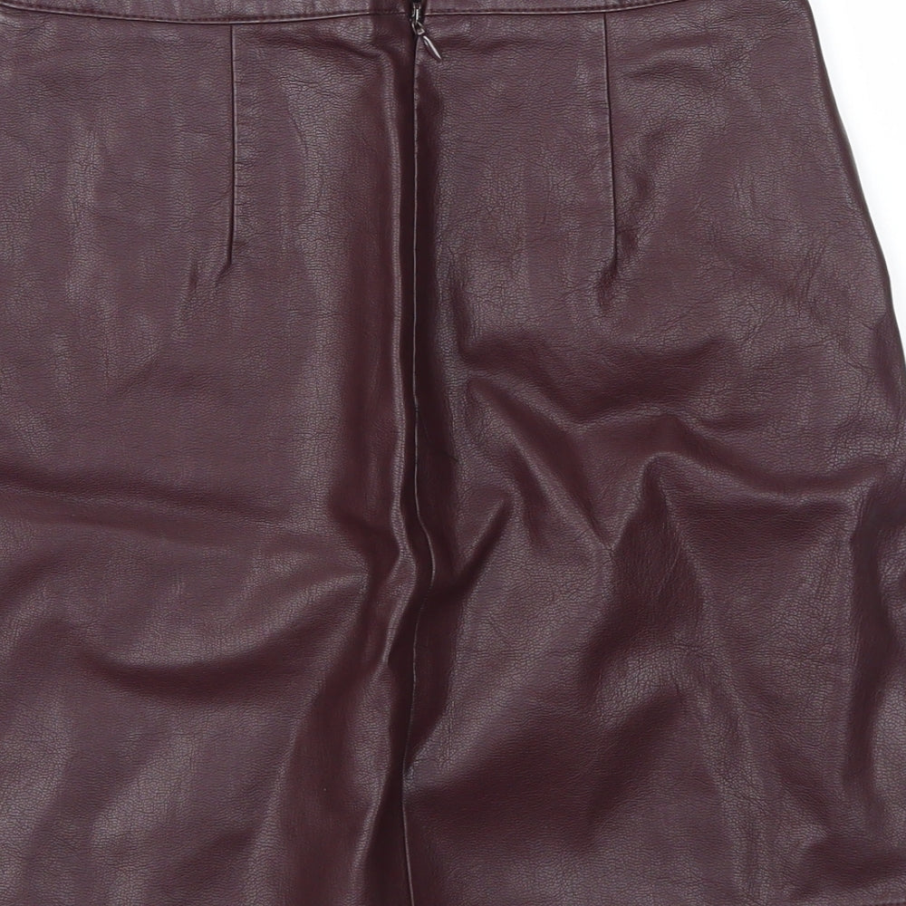 Brand and care label for New Look women’s purple a-line skirt, size UK 6