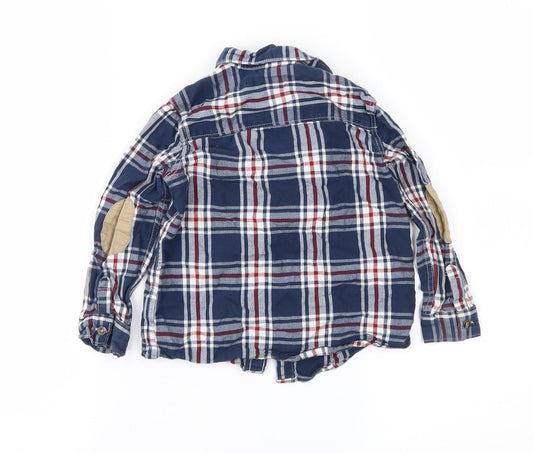 H&M Boys Blue Check Basic Blouse Size 18-24 Months