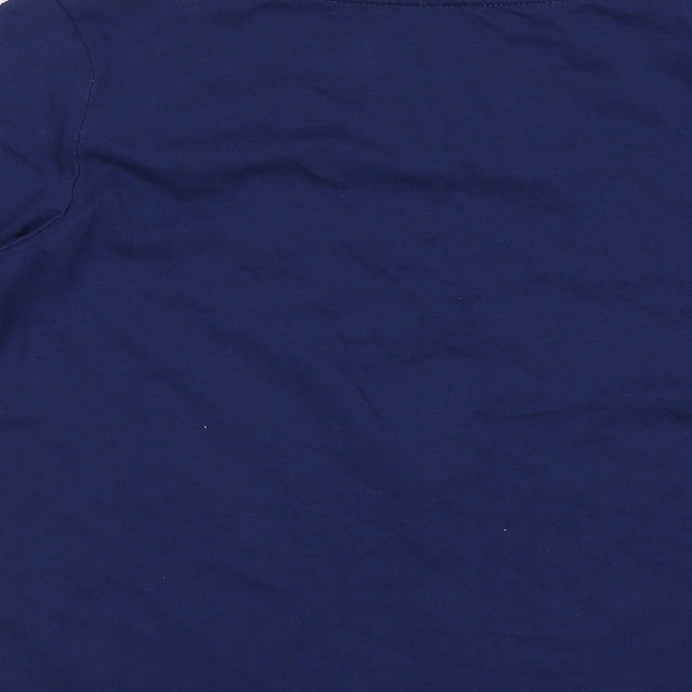 Brand and care label for M&Co girls’ blue jersey t-shirt, size 7-8, years - yes, girls can
