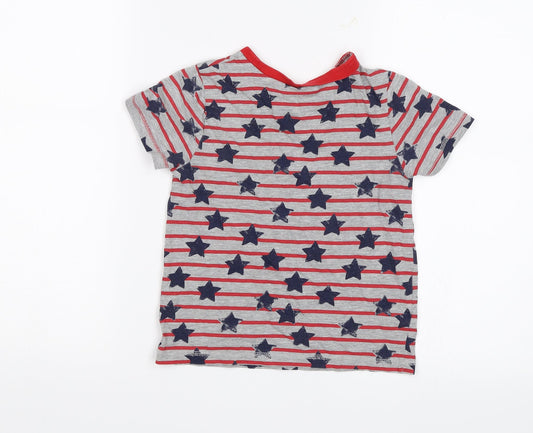 George Boys Grey Striped Basic T-Shirt Size 6-7 Years - Stars