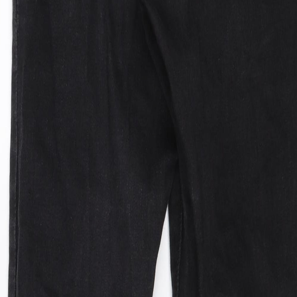 Brand and care label for Denim & Co. women’s black denim skinny jeans, size UK 10, 28-inch leg