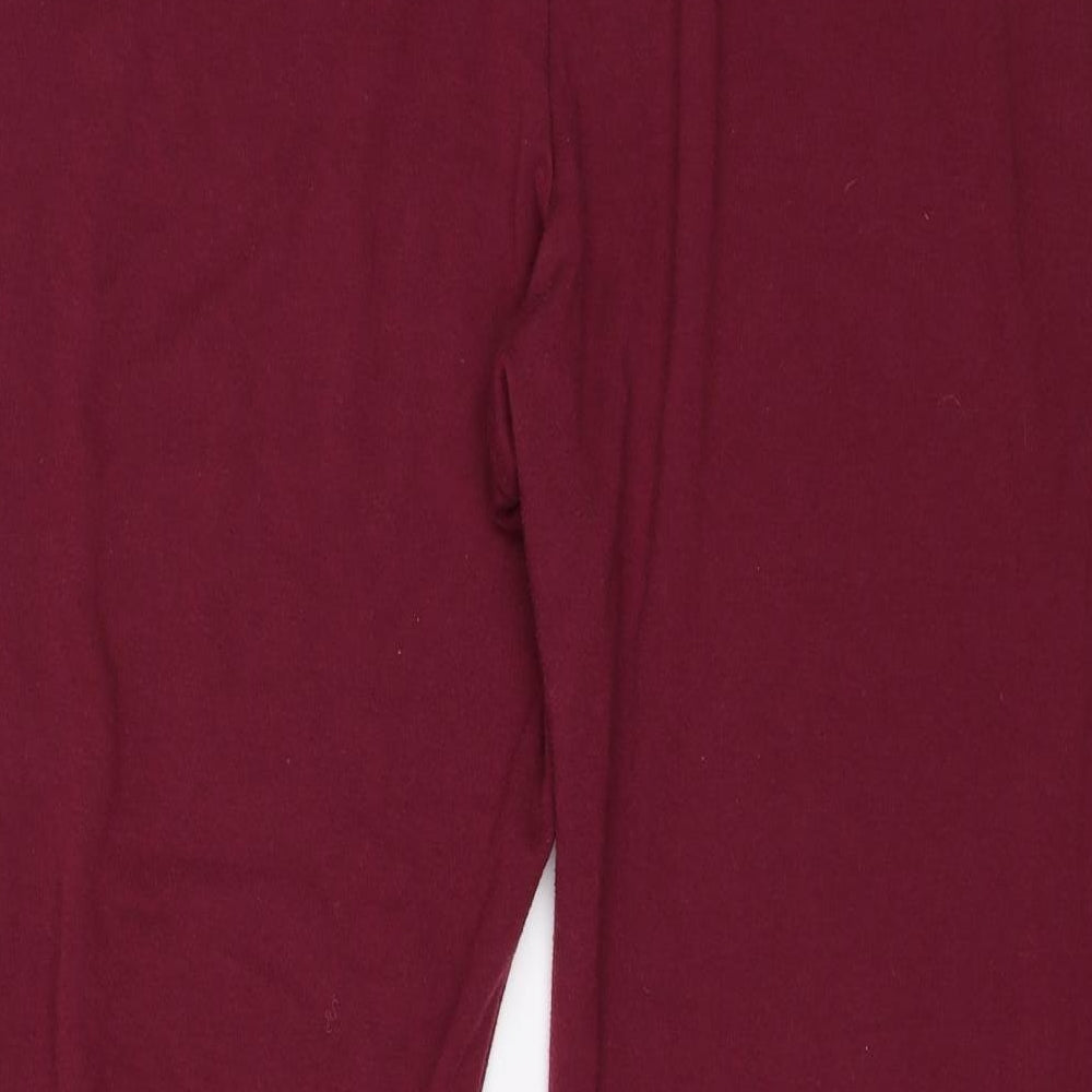 Brand and care label for Bonmarché women’s red trousers, size L, 24-inch leg
