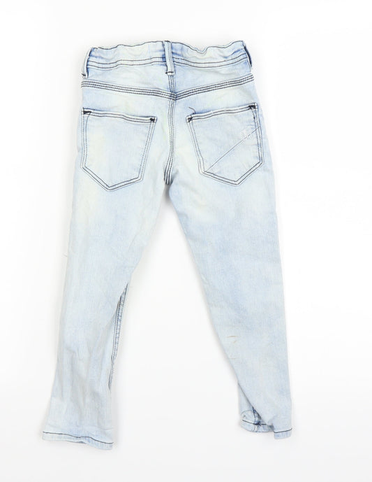 PREMIUM DENIM Girls Blue Denim Skinny Jeans Size 4 Years - distressed