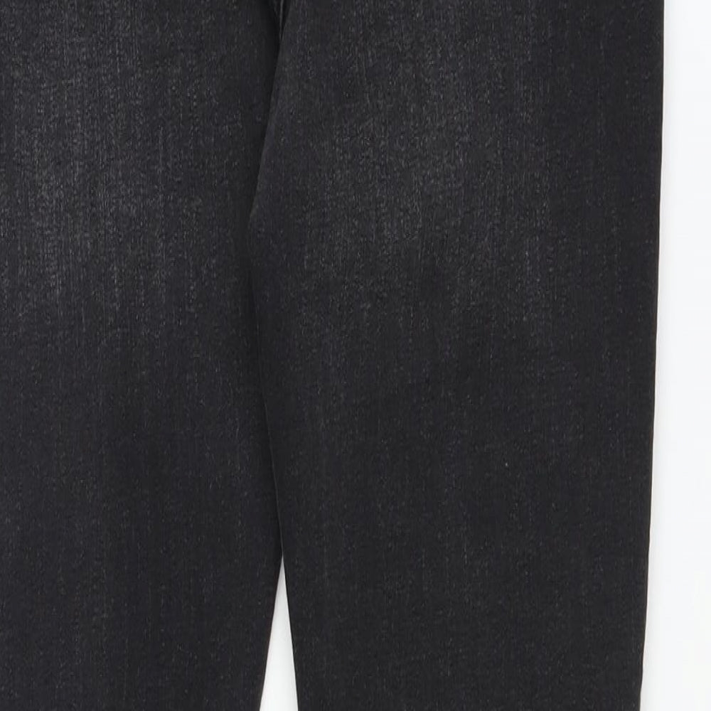 Brand and care label for Primark women’s black denim skinny jeans, size UK 8, 27-inch leg