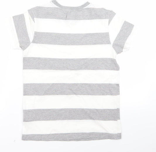 Rebel Boys White Striped Basic T-Shirt Size 10-11 Years