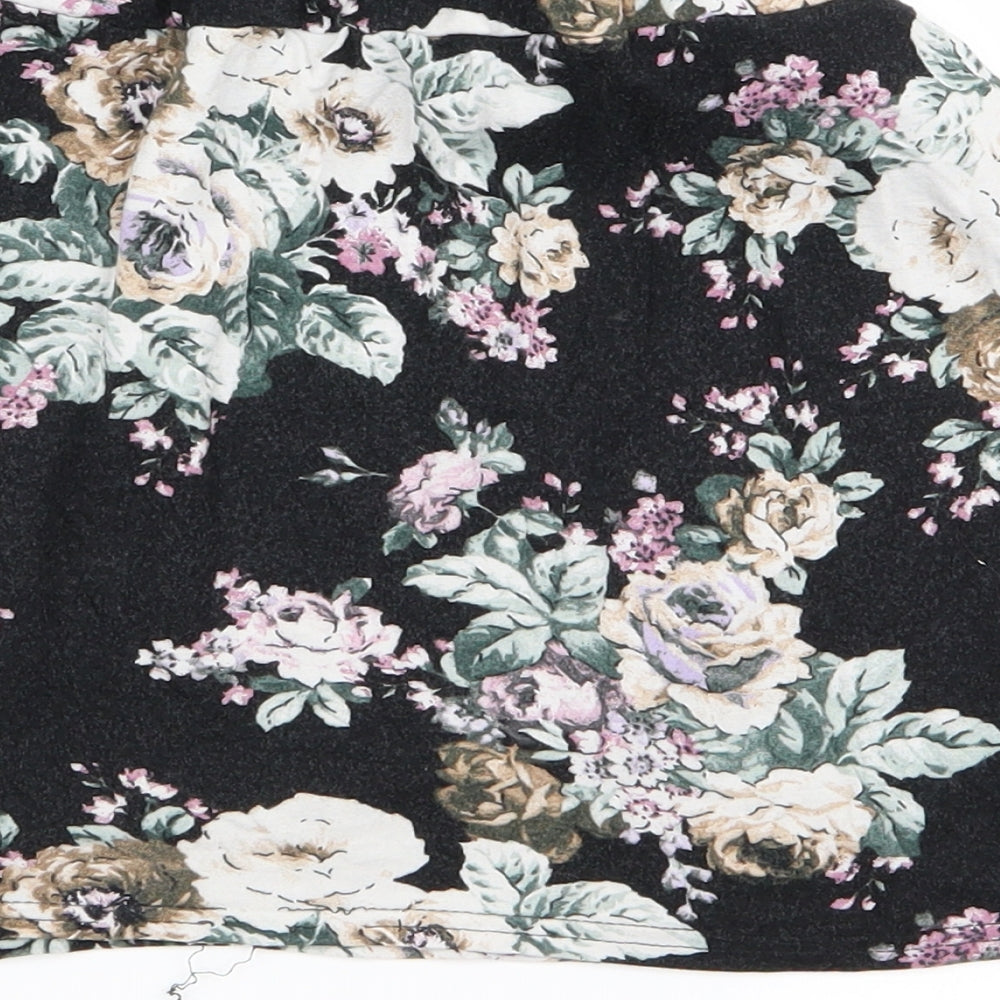 Brand and care label for New Look women’s black floral straight & pencil set, size UK 10