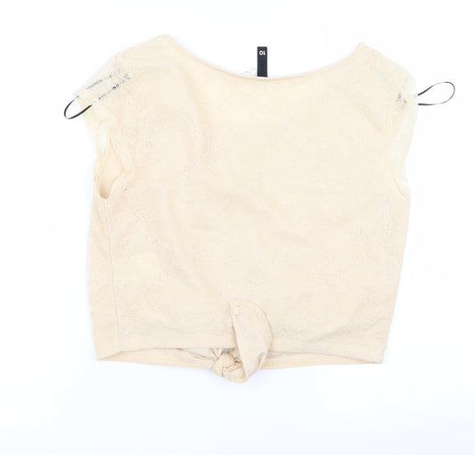 Preworn Womens Beige Basic Blouse Size 10