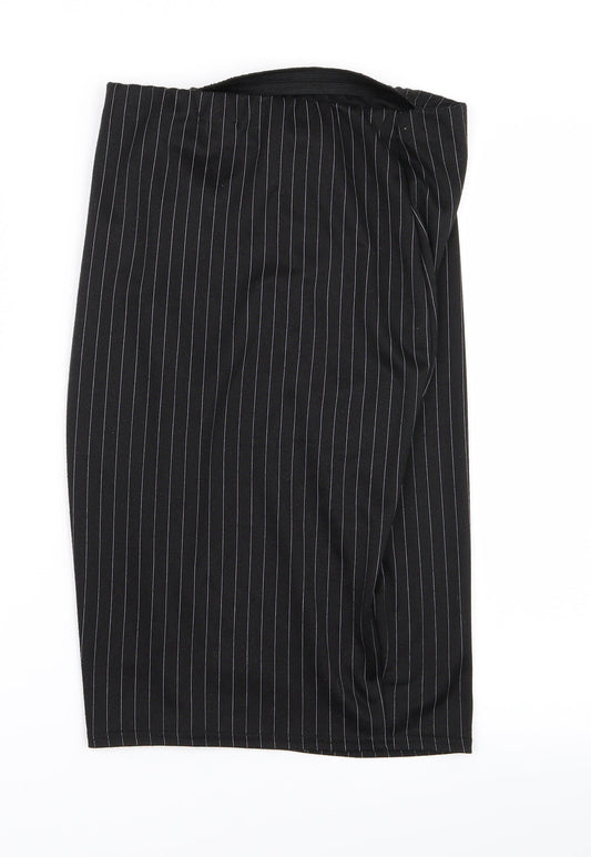 Boohoo Womens Black Striped Straight & Pencil Set Size 10