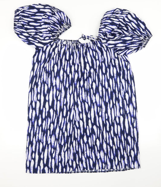 geogre Womens Purple Animal Print Basic Blouse Size L