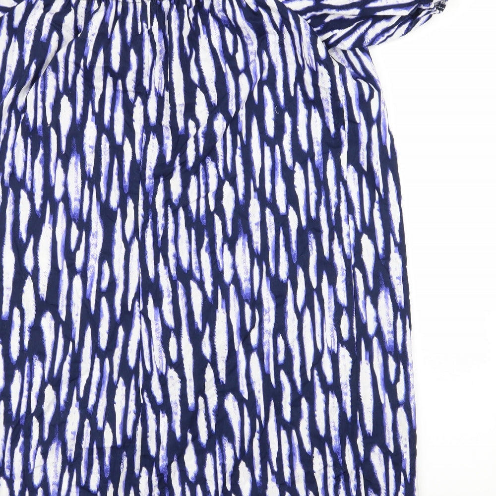 Brand and care label for George women’s purple animal print basic blouse, size L