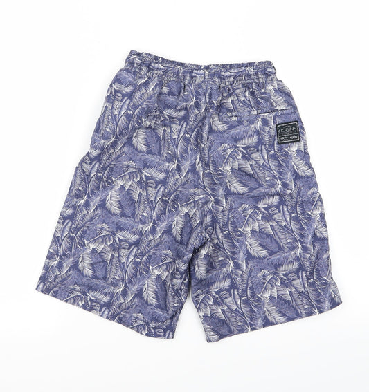 preoworn Boys Blue Floral Ramie Bermuda Shorts Size 7 Years