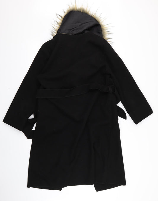 Preworn Womens Black Overcoat Coat Size 10
