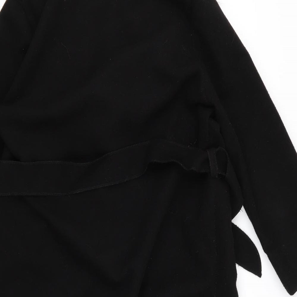Brand and care label for Preworn women’s black overcoat coat, size UK 10