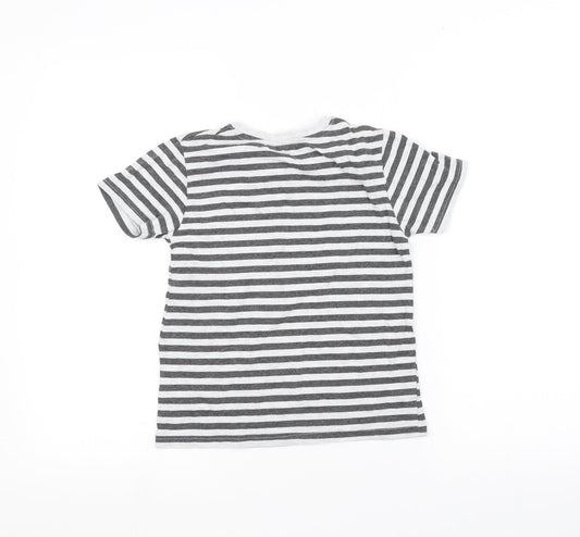Primark Girls White Striped Basic T-Shirt Size 7-8 Years