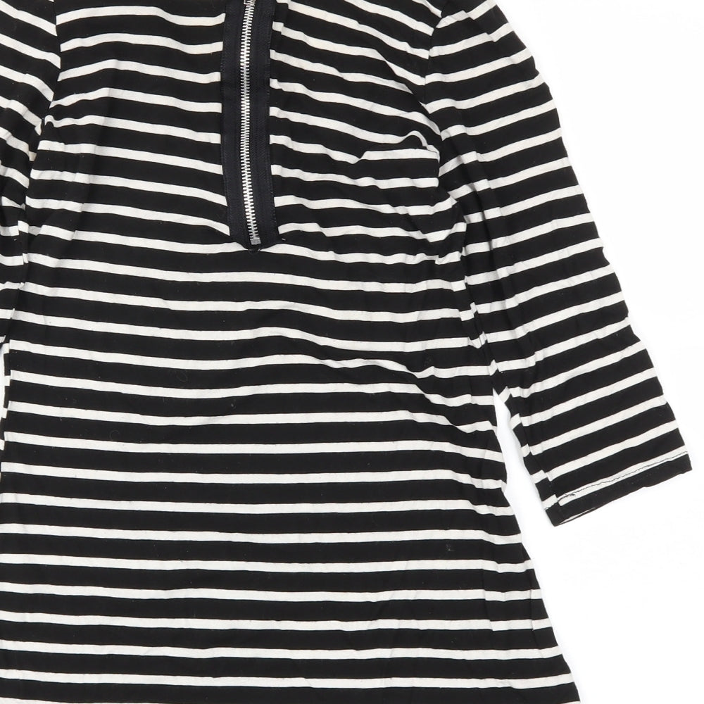 Brand and care label for generation girls’ black striped tunic t-shirt, size 14-15, years