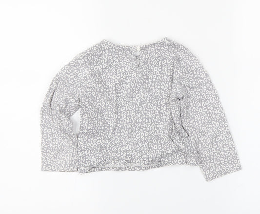 George Girls Grey Animal Print Basic T-Shirt Size 2 Years