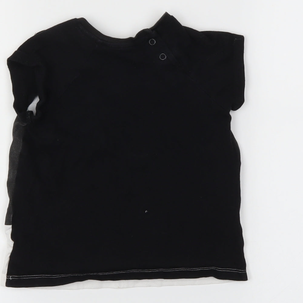 Brand and care label for H&M girls’ black basic t-shirt, size 18-24, months