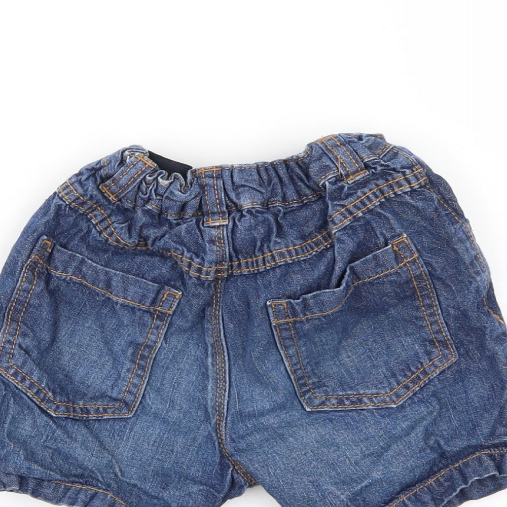 Brand and care label for Paw Patrol boys’ blue denim cargo shorts, size 2-3, years