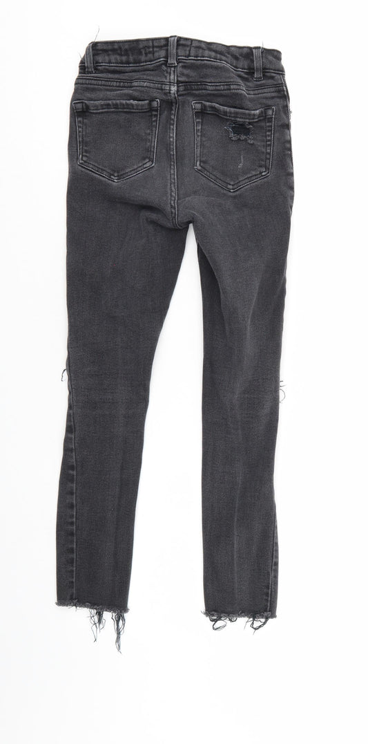 New Look Girls Black Denim Skinny Jeans Size 12 Years - DISTRESSED