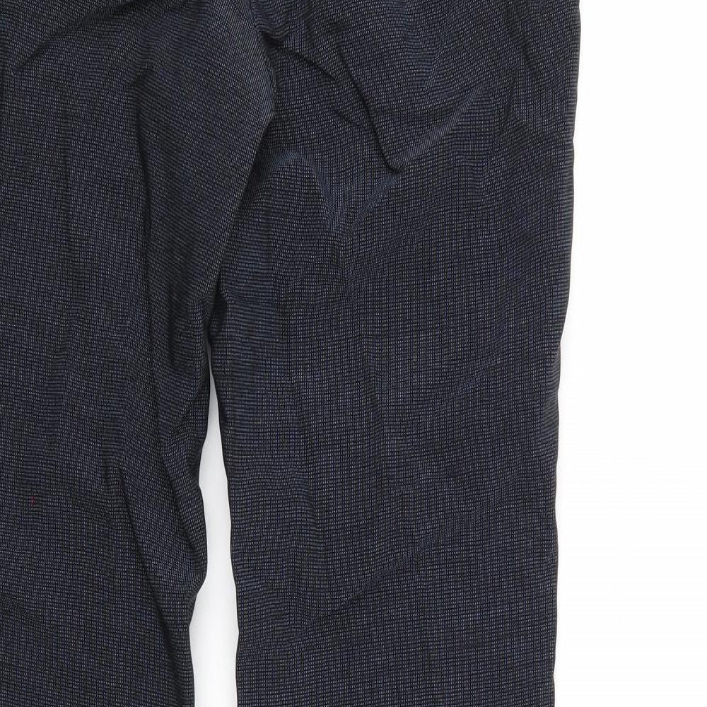 Brand and care label for NEXT women’s blue trousers, size UK 8, 29-inch leg