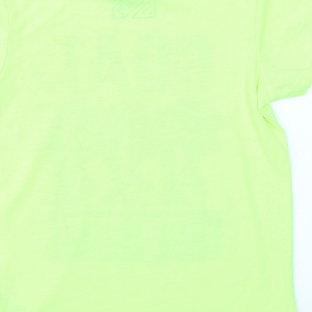 Brand and care label for URBN DEPT boys’ yellow basic t-shirt, size 6, years