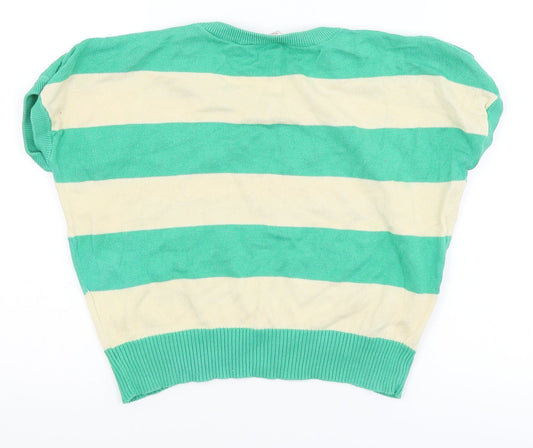 Sophie Girls Green Striped Cardigan Jumper Size 10-11 Years