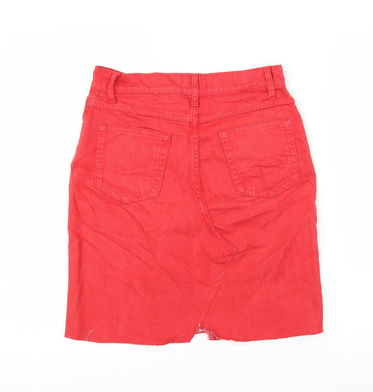 Per Una Womens Red Denim A-Line Skirt Size 8