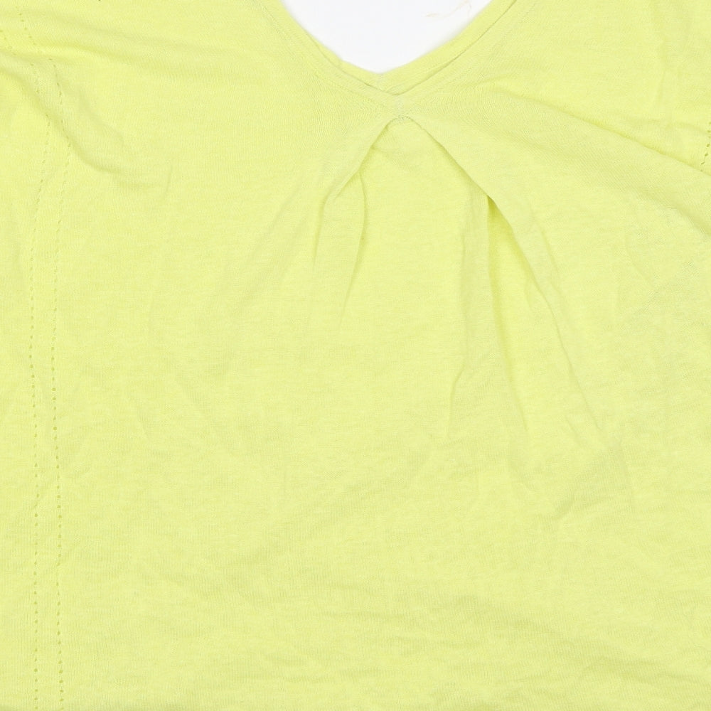 Brand and care label for Preworn women’s yellow jumper, size UK 14