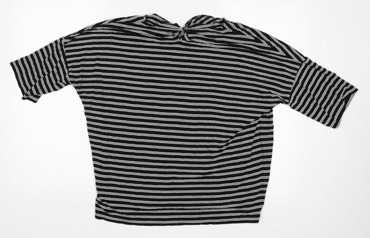 Marks and Spencer Womens Black Striped Basic T-Shirt Size 14