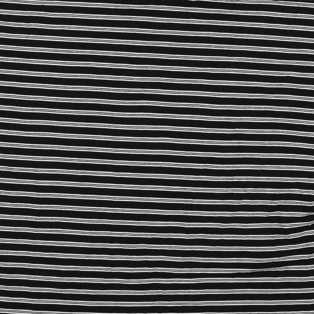 Marks and Spencer Womens Black Striped Basic T-Shirt Size 14