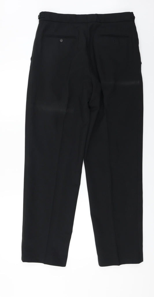 1860 Menswear Mens Black Trousers Size 32 in L28 in