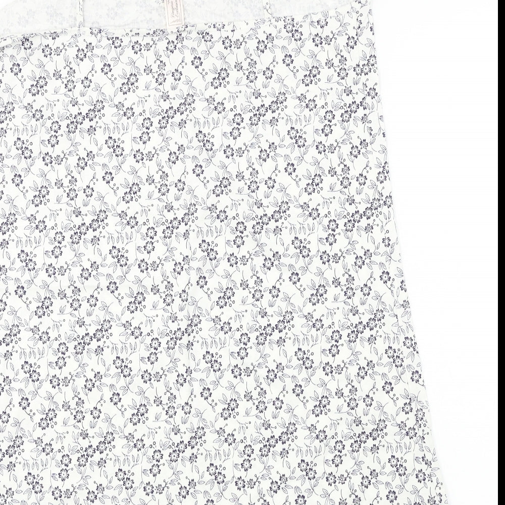 Brand and care label for Preworn women’s white floral basic t-shirt, size UK 14