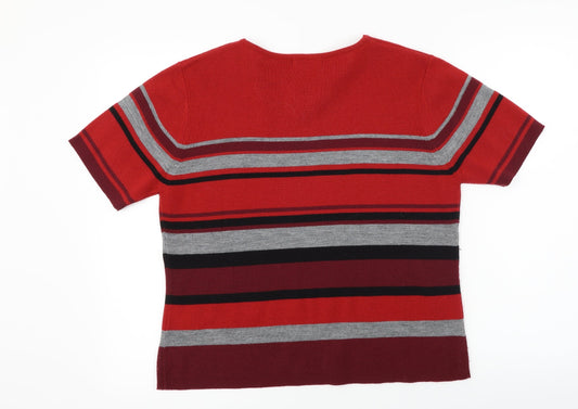 Berkertex Womens Red Striped Pullover Jumper Size 18